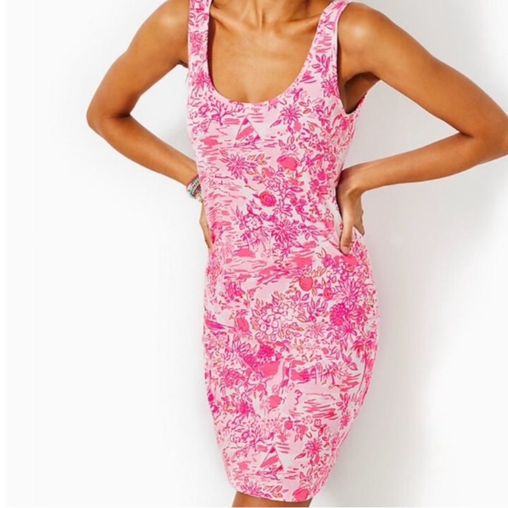 Lilly Pulitzer Womens XL NWOT Newberri Peony Pink Seaside Pima Knit Tank Dress